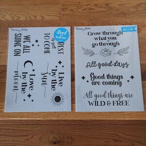 January 2022 Stencil of the Month Stencil Set with Add On | Quotes | BRAND NEW